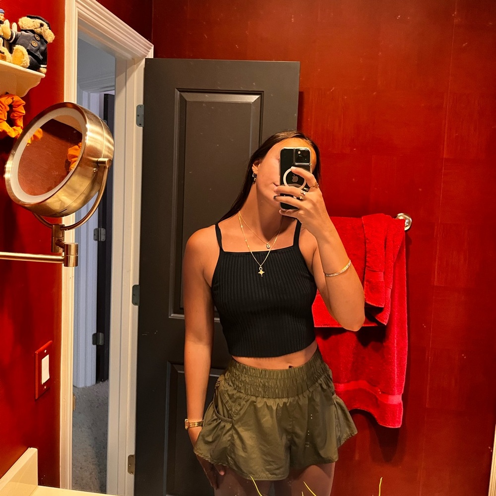 BP basic black cropped tank top.